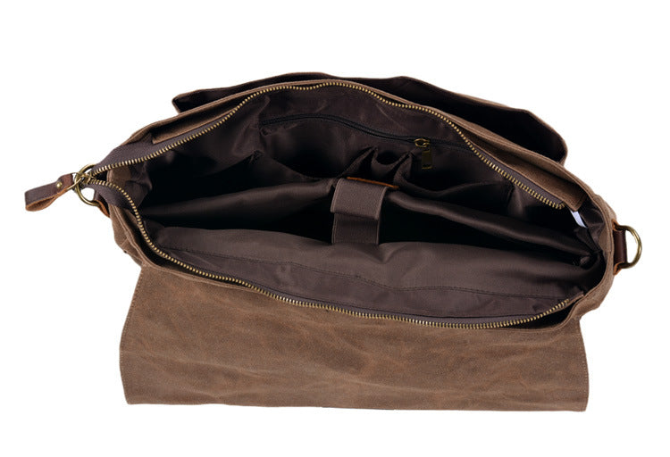 Mens Leather Messenger Bag 15.6 Inch Waterproof Laptop Briefcase