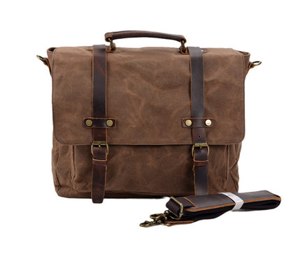 Mens Leather Messenger Bag 15.6 Inch Waterproof Laptop Briefcase