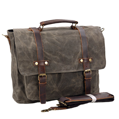 Mens Leather Messenger Bag 15.6 Inch Waterproof Laptop Briefcase