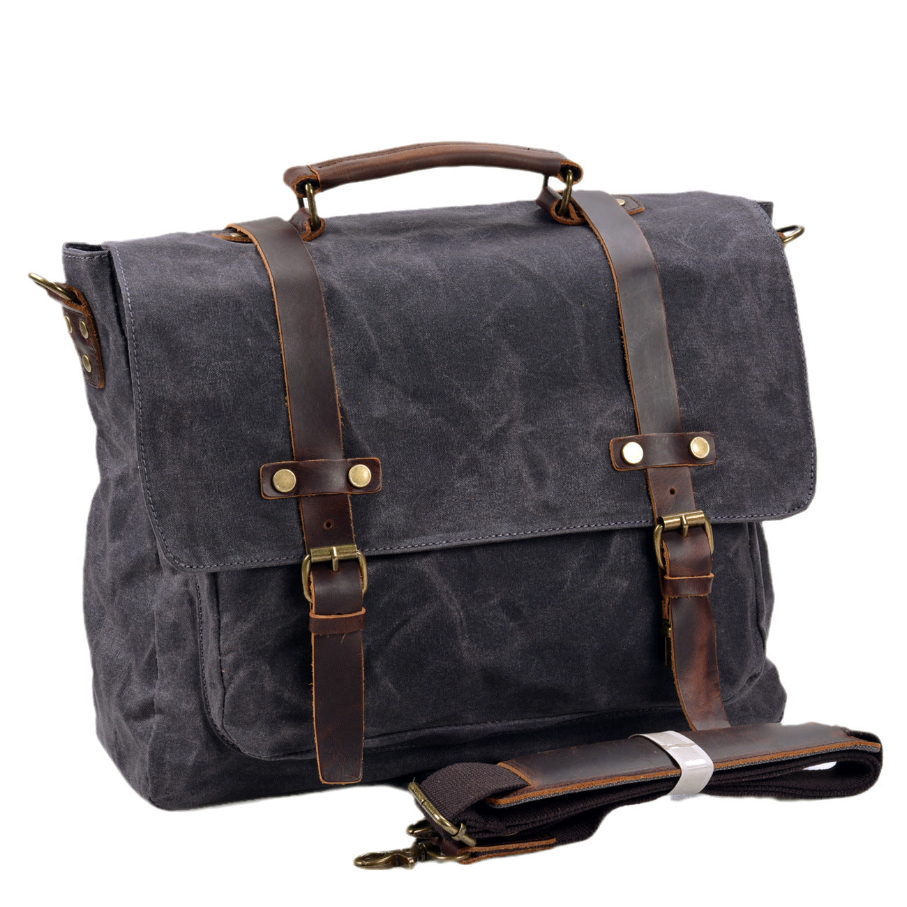 Mens Leather Messenger Bag 15.6 Inch Waterproof Laptop Briefcase