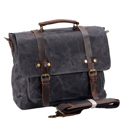 Mens Leather Messenger Bag 15.6 Inch Waterproof Laptop Briefcase