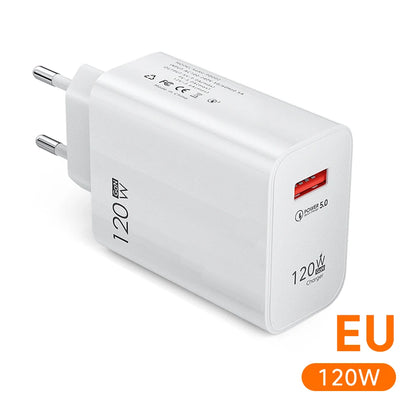 120W USB-C Fast Charger – Quick Charge 3.0 for iPhone, Xiaomi, Samsung, Huawei