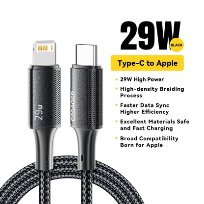 Essager 29W USB-C to Lightning Cable – iPhone 14–8 & iPad, MacBook