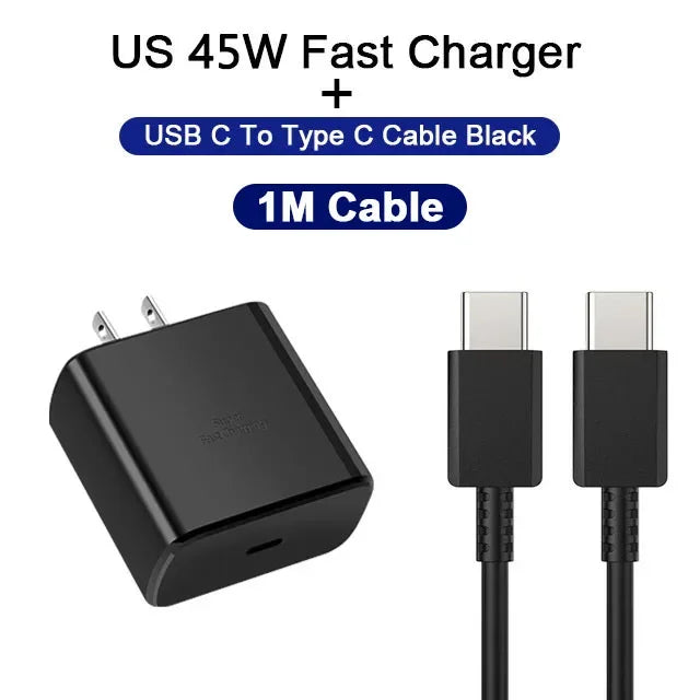 45W PD USB-C Fast Charger – Samsung Galaxy S24/S23/S22/S21/S20 Ultra, S10 Plus