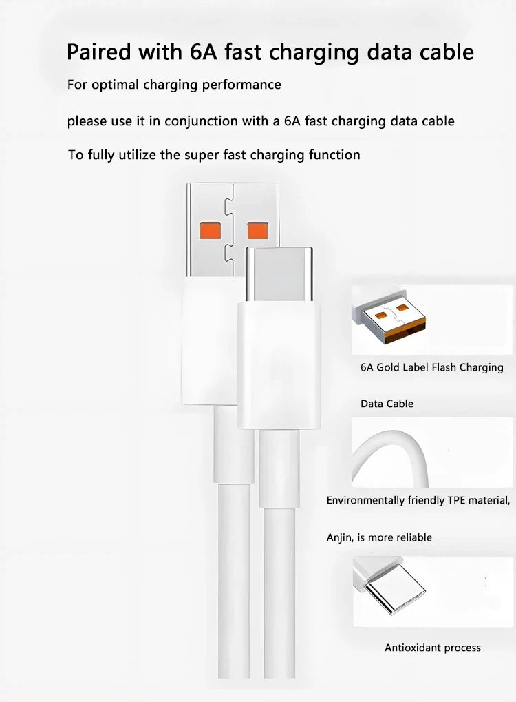 90W USB-C Fast Charger for Xiaomi 15/14/13/12/11 Ultra, Redmi Note 12T/13 Pro Turbo