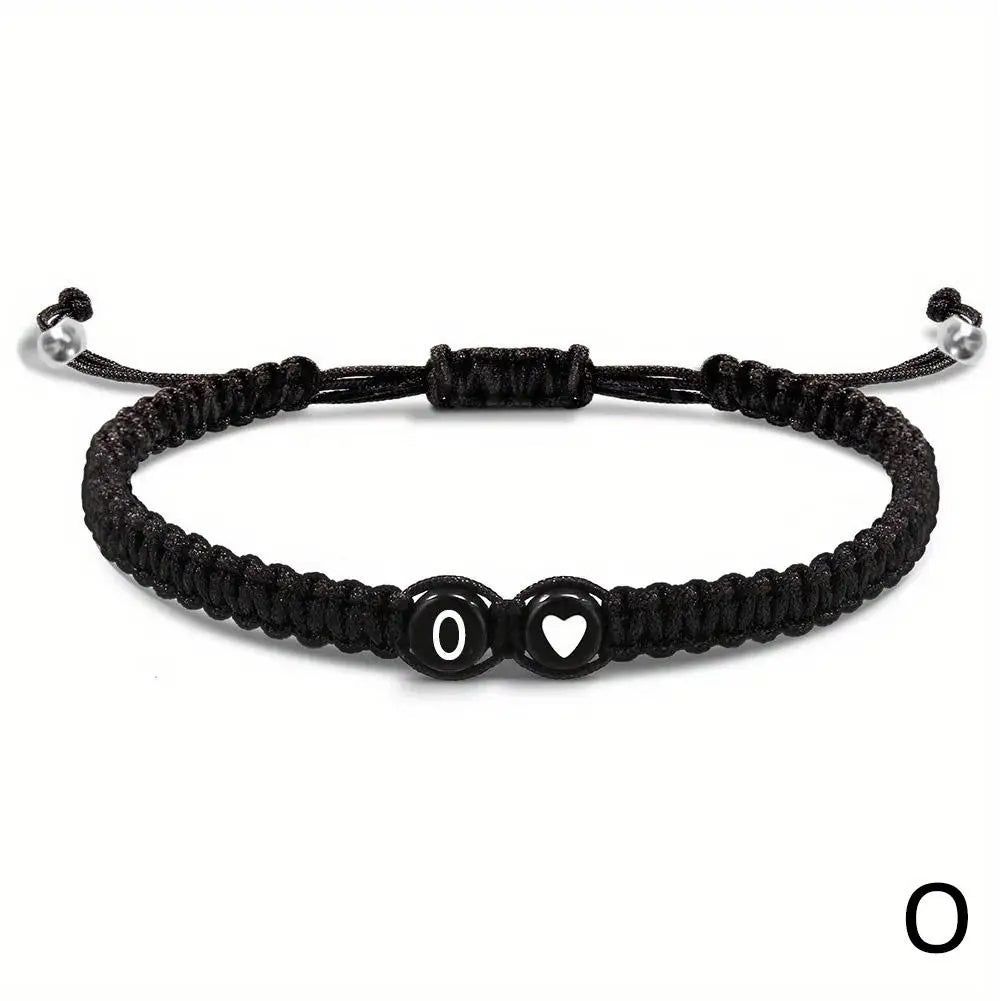 26 Letters Initial Heart Bracelet – Handmade Adjustable A-Z Name Braided Friendship Jewelry for Women & Men