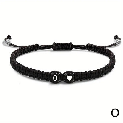 26 Letters Initial Heart Bracelet – Handmade Adjustable A-Z Name Braided Friendship Jewelry for Women & Men