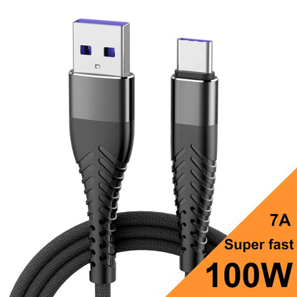100W 7A USB-C Fast Charging Cable – iPhone, Xiaomi, Huawei, Samsung