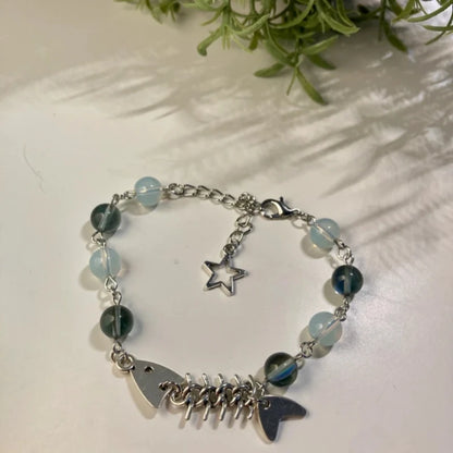 Fishbone Beads Bracelet – Cute Minimalist Star & Bead Jewelry, Unique Sealife Gift for Women