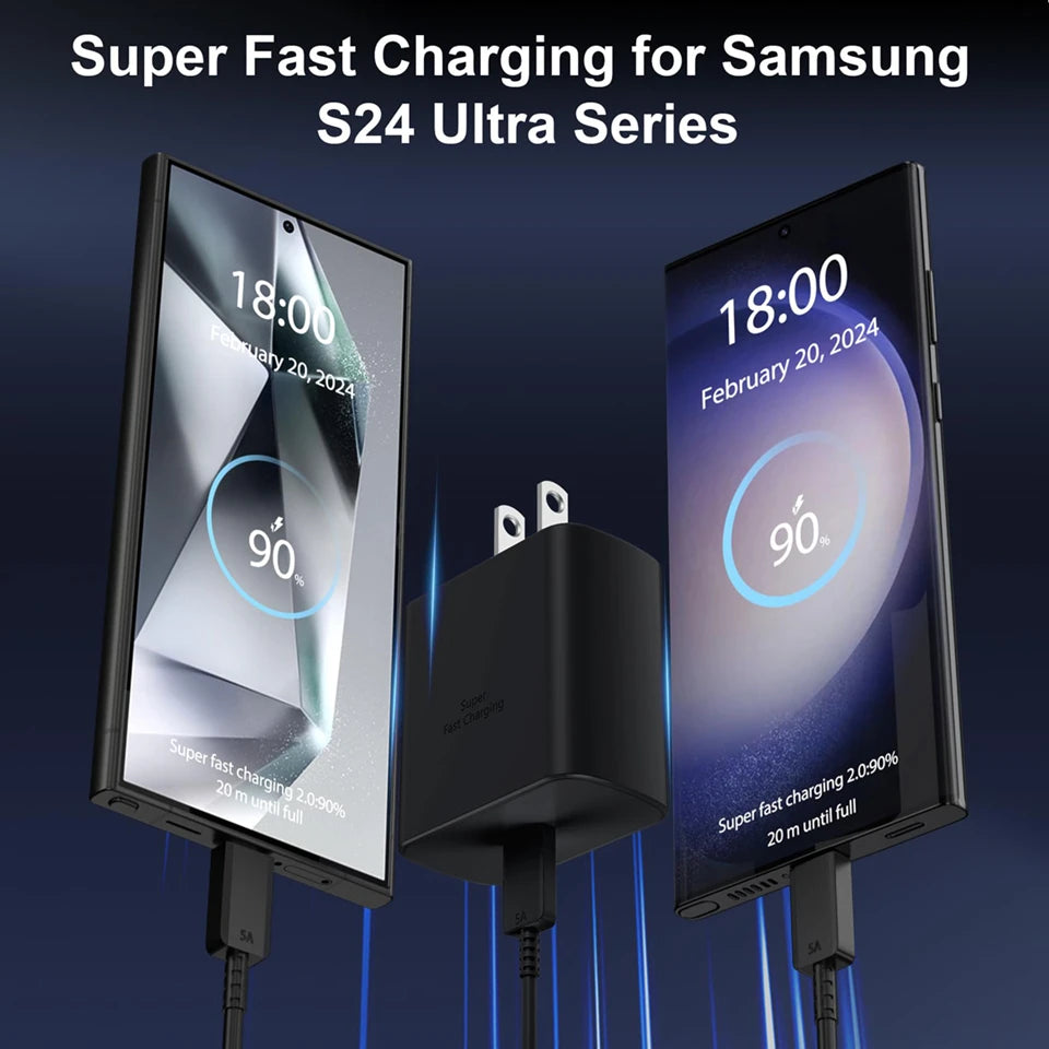 45W USB-C Fast Charger & Data Cable | Samsung Galaxy S25/S24/S23/S22 Ultra, Note 20