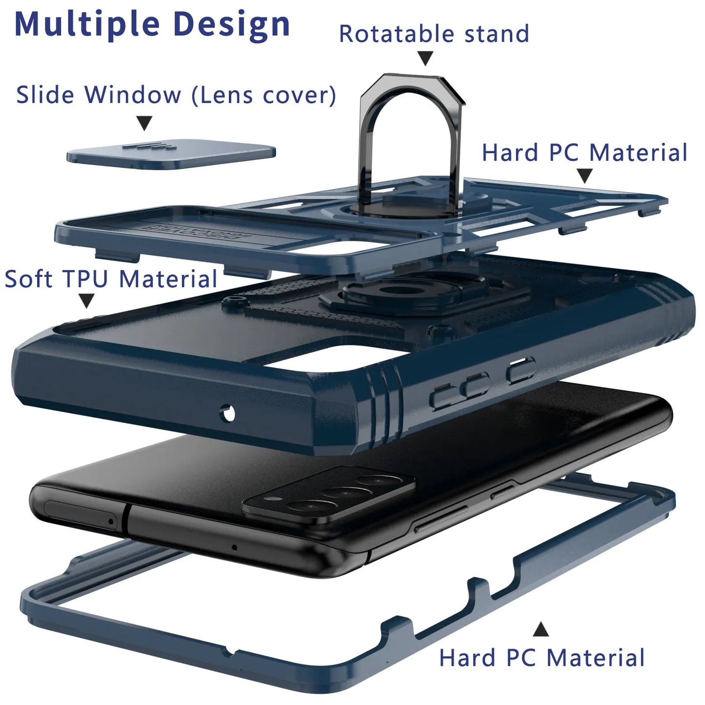 Samsung Galaxy S20 FE 5G Hybrid Rugged Case with Ring Kickstand, Card Slot & Camera Protection