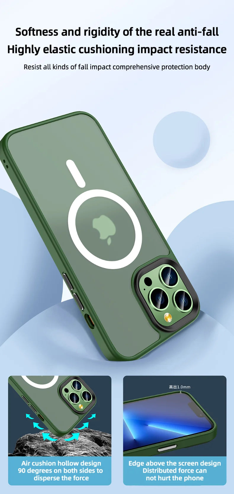 Matte Frosted Magnetic Phone Case for iPhone 15-17 Pro Max | Magsafe Wireless Charging Compatible Soft Cover