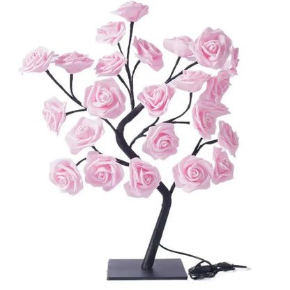 24 LED Rose Tree Night Light – USB Table Lamp for Home, Bedroom, Wedding & Holiday Decor