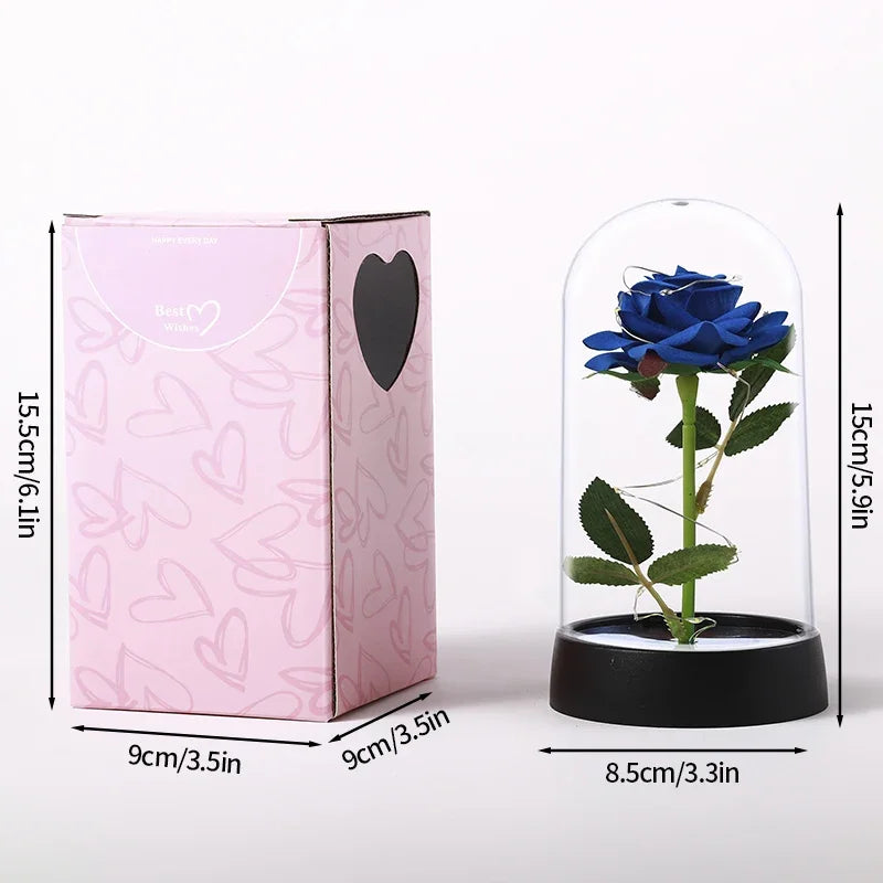 Red Rose LED Galaxy Rose – Artificial Flower in Glass Cover, Creative Gift for Valentine’s Day, Mother’s Day & Wedding Décor