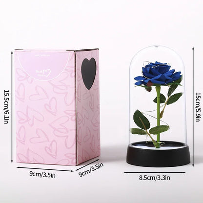 Red Rose LED Galaxy Rose – Artificial Flower in Glass Cover, Creative Gift for Valentine’s Day, Mother’s Day & Wedding Décor