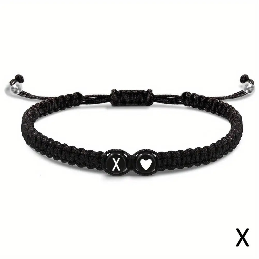 26 Letters Initial Heart Bracelet – Handmade Adjustable A-Z Name Braided Friendship Jewelry for Women & Men