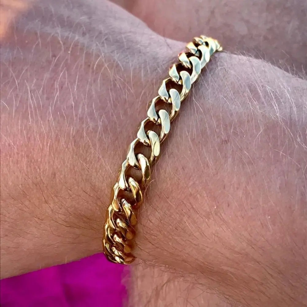 Wannee Cuban Chain Bracelet – Classic Stainless Steel Men & Women Jewelry, 3/5/7mm Width, Trendy Party Gift
