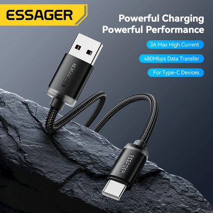 Essager 3A USB-C Fast Charging Cable for iPhone 15, Huawei, Xiaomi, Samsung