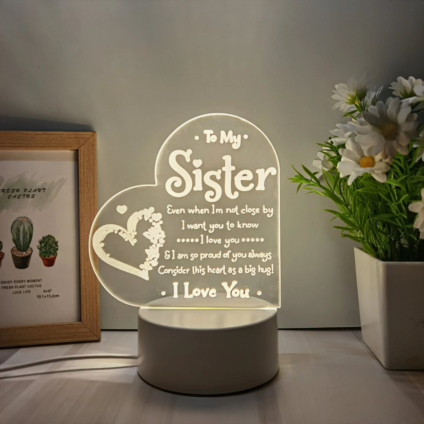 1pc 3D Night Light – Festive Decorative USB Table Lamp, Creative Gift for Sister & Bedroom Décor
