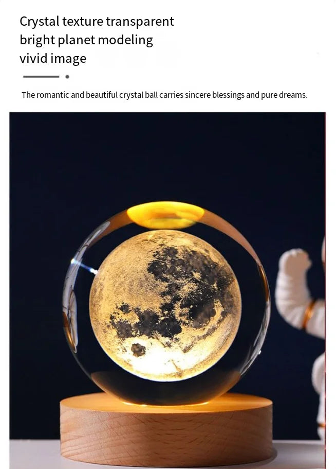3D Crystal Galaxy Night Light – Glowing Planet Lamp, Bedside Table Decor & Christmas Gift