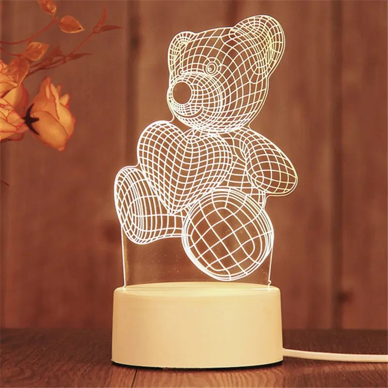 1pc Acrylic LED Night Light – Creative Bedside Table Lamp for Bedroom, Holiday & Gift Décor