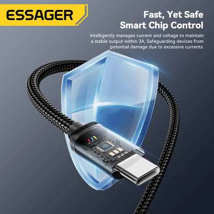 Essager 3A USB-C Fast Charging Cable for iPhone 15, Huawei, Xiaomi, Samsung