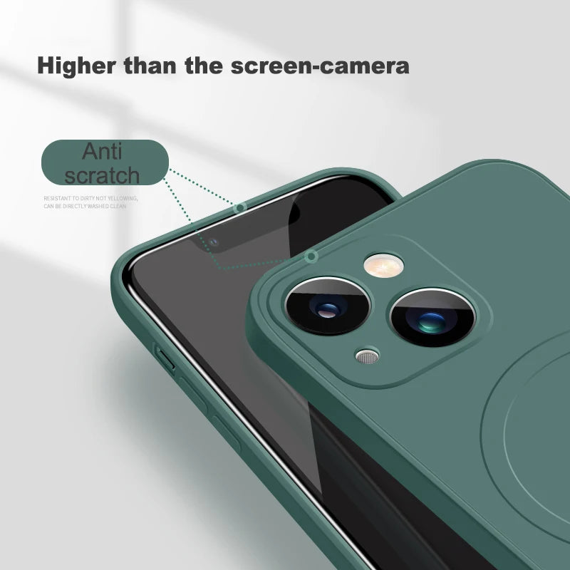 Magsafe Magnetic Liquid Silicone iPhone Case – Wireless Charging, Soft Back Cover for iPhone 11–16 Pro Max & Mini