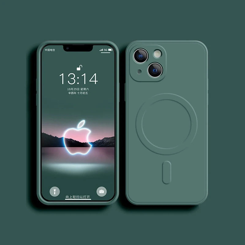 Magsafe Magnetic Liquid Silicone iPhone Case – Wireless Charging, Soft Back Cover for iPhone 11–16 Pro Max & Mini