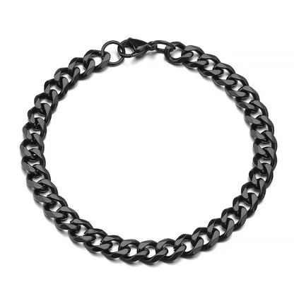 Fashion Stainless Steel Curb Cuban Chain Bracelet – Unisex Jewelry for Men & Women, Couple Wrist Gift