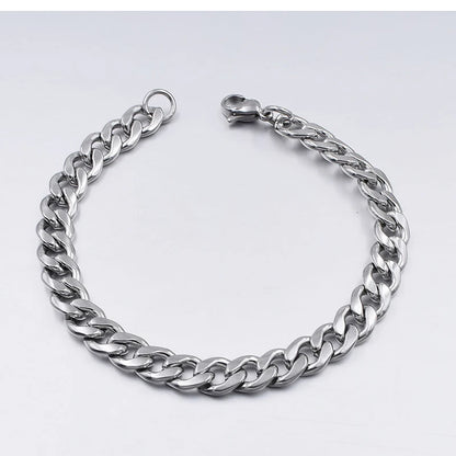 Fashion Stainless Steel Curb Cuban Chain Bracelet – Unisex Jewelry for Men & Women, Couple Wrist Gift