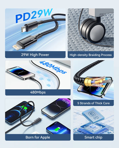 Essager 29W USB-C to Lightning Cable – iPhone 14–8 & iPad, MacBook