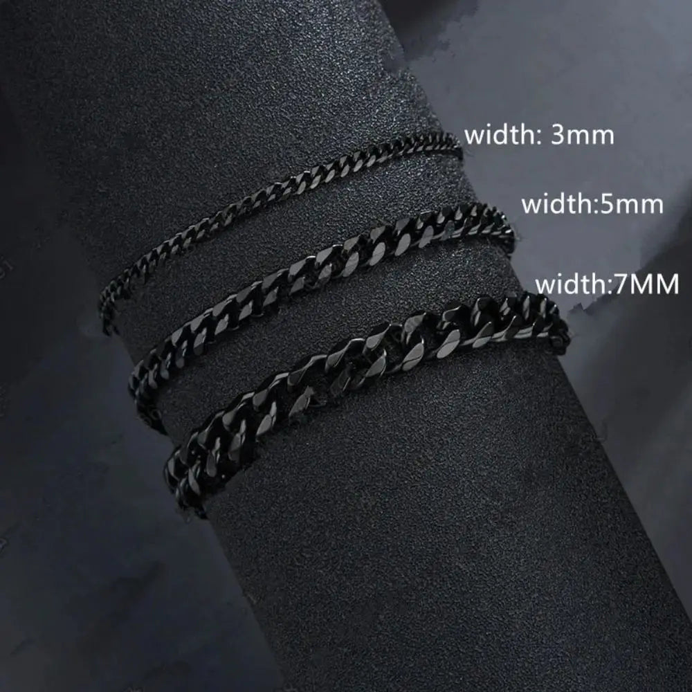 Wannee Cuban Chain Bracelet – Classic Stainless Steel Men & Women Jewelry, 3/5/7mm Width, Trendy Party Gift