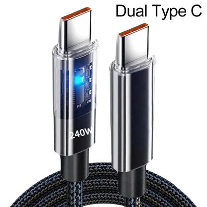 240W Nylon USB-C Fast Charging Cable – Samsung, Xiaomi, Huawei, Honor