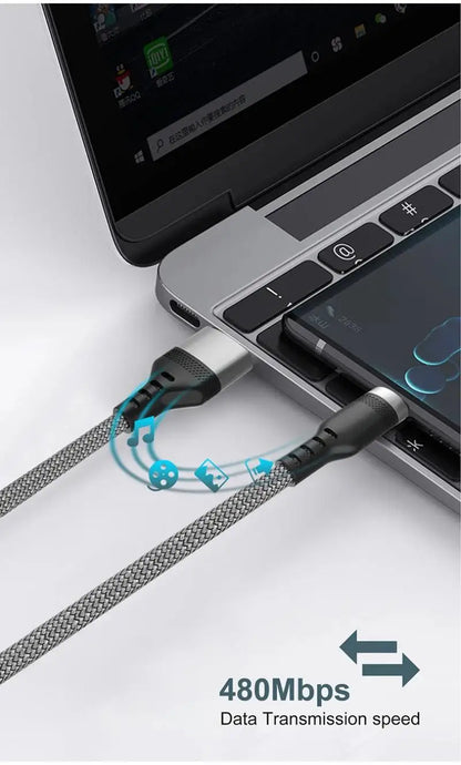 6A Nylon USB-C Fast Charging Cable – Samsung, Huawei, Xiaomi (1–8M)