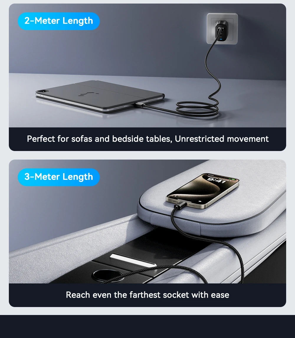 Essager 3A USB-C Fast Charging Cable for iPhone 15, Huawei, Xiaomi, Samsung