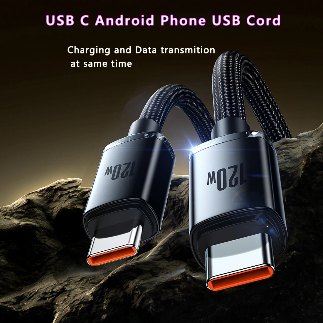 120W 6A USB-C to USB-C Fast Charger – Samsung, Xiaomi, Huawei, MacBook, iPad