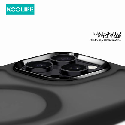 Koolife Skin-Feel Electroplated Frosted Magnetic Phone Case with Wireless Charging Pc+Tpu for iPhone  12 13 14 15 16 Pro Max