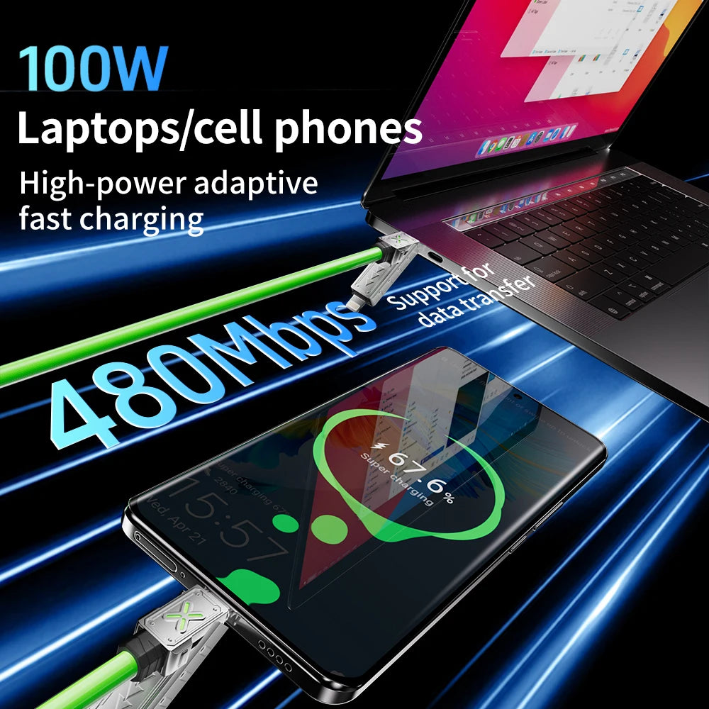 240W 4-in-1 USB-C Fast Charging Cable – iPhone, Samsung, Xiaomi