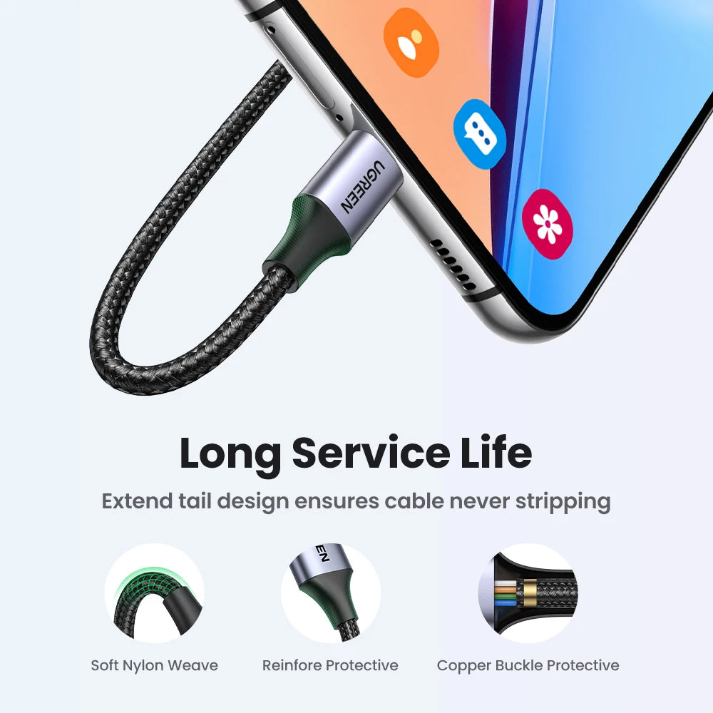 UGREEN 3A USB-C Cable – iPhone 17/16, Xiaomi, Samsung, iPad, Poco