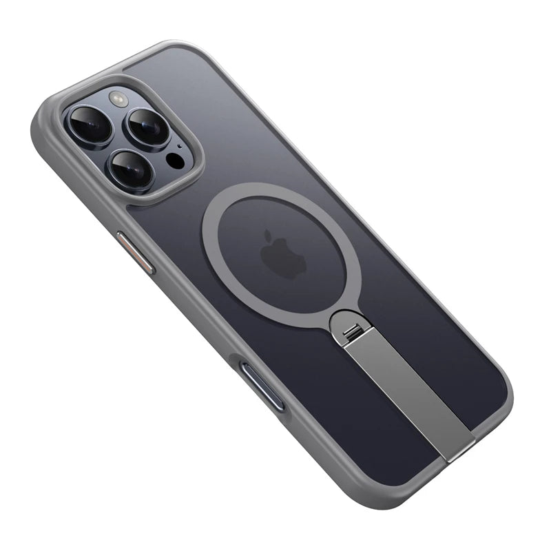 360° Hidden Metal Stand Magnetic Case for iPhone 12–16 Pro Max & Plus – MagSafe Compatible