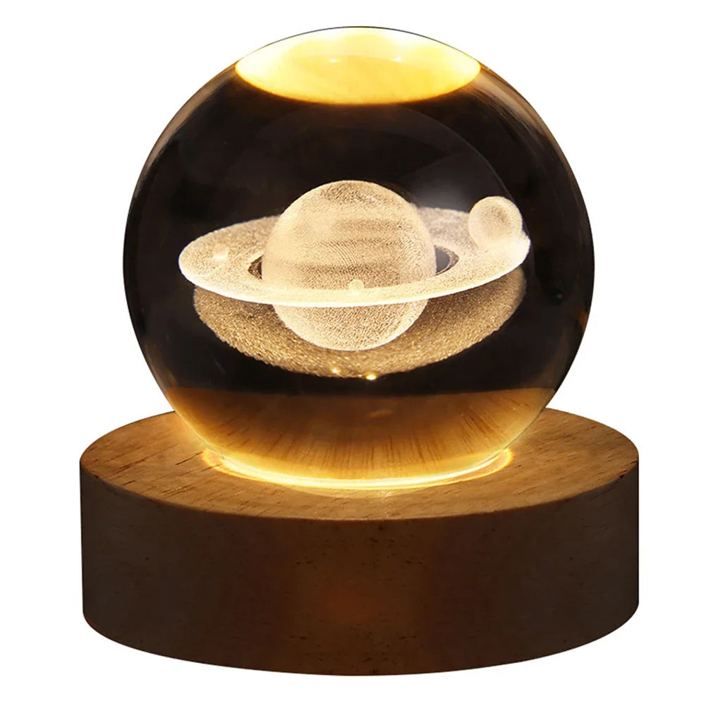 3D Crystal Galaxy Night Light – Glowing Planet Lamp, Bedside Table Decor & Christmas Gift
