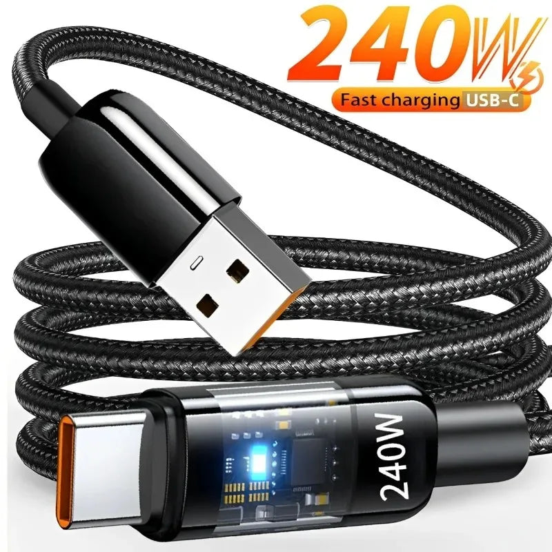 240W USB to USB-C Fast Charging Cable – Samsung, Xiaomi, Huawei, OPPO