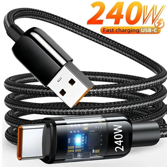 240W USB to USB-C Fast Charging Cable – Samsung, Xiaomi, Huawei, OPPO
