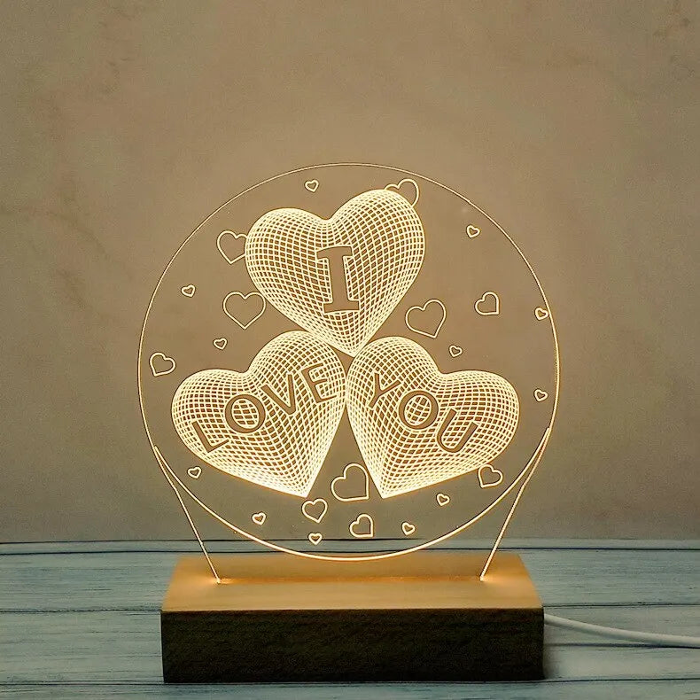 1pc Acrylic LED Night Light – Creative Bedside Table Lamp for Bedroom, Holiday & Gift Décor