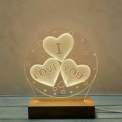 1pc Acrylic LED Night Light – Creative Bedside Table Lamp for Bedroom, Holiday & Gift Décor