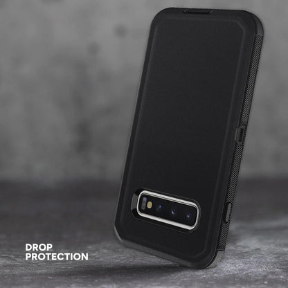 Black Heavy Duty Shockproof Case for Samsung Galaxy S10/S10+/S10e – Rugged 3-in-1 Hybrid Protective Cover