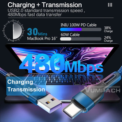 Vumpach USB-C Fast Charging Cable – iPhone 15, Samsung, Xiaomi, Huawei