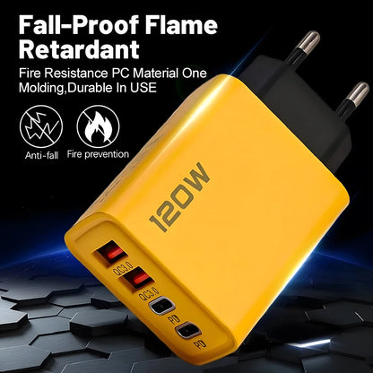 120W PD USB-C Fast Charger – iPhone 15 Pro & Samsung Quick Charge 3.0