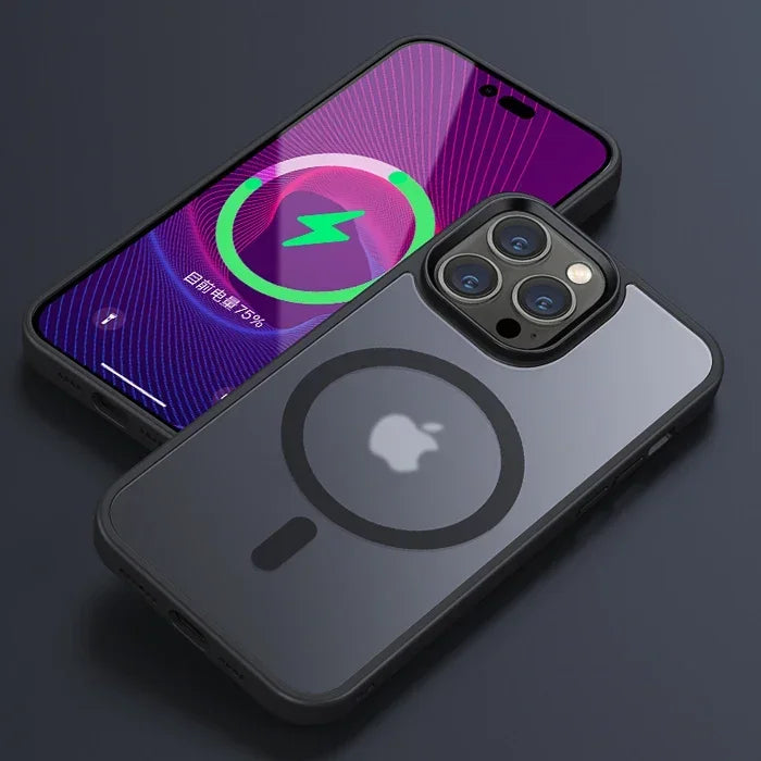 Matte Frosted Magnetic Phone Case for iPhone 15-17 Pro Max | Magsafe Wireless Charging Compatible Soft Cover