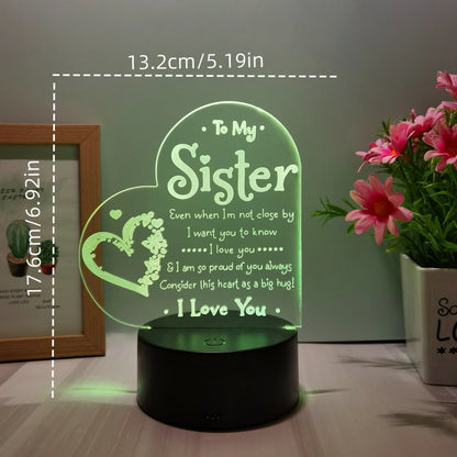 1pc 3D Night Light – Festive Decorative USB Table Lamp, Creative Gift for Sister & Bedroom Décor
